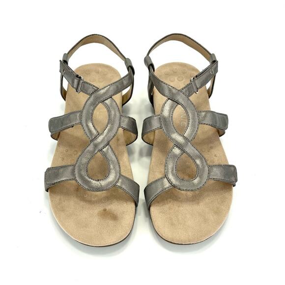 Vionic Jodie Orthotic Flat Sandal Size 10 Silver Adjustable Straps Arch Support - Picture 15 of 16